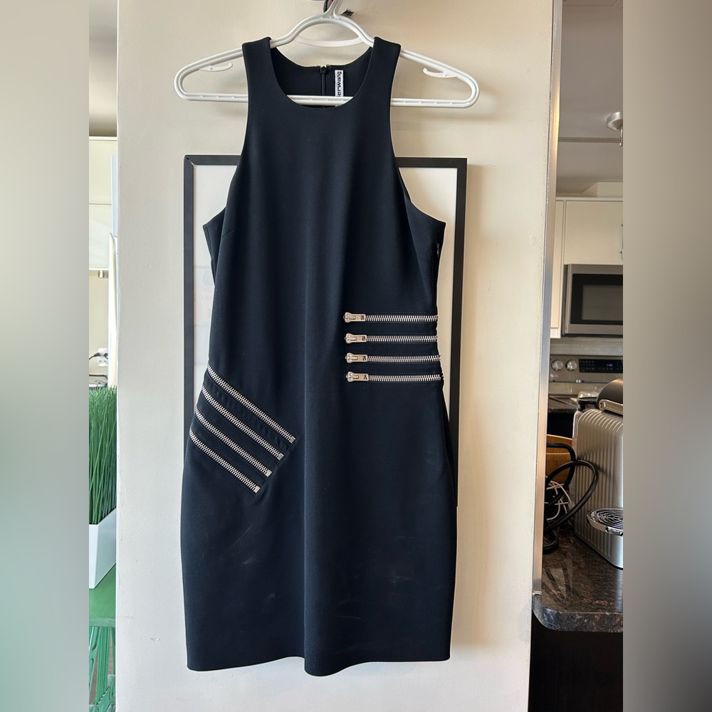 Alexander Wang Black Mini Dress with Silver Zipper Details